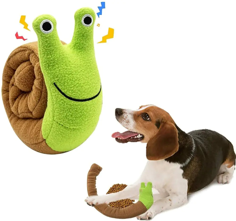 Petaurapets Interactive Plush Snail Squeaky Toy for Dogs